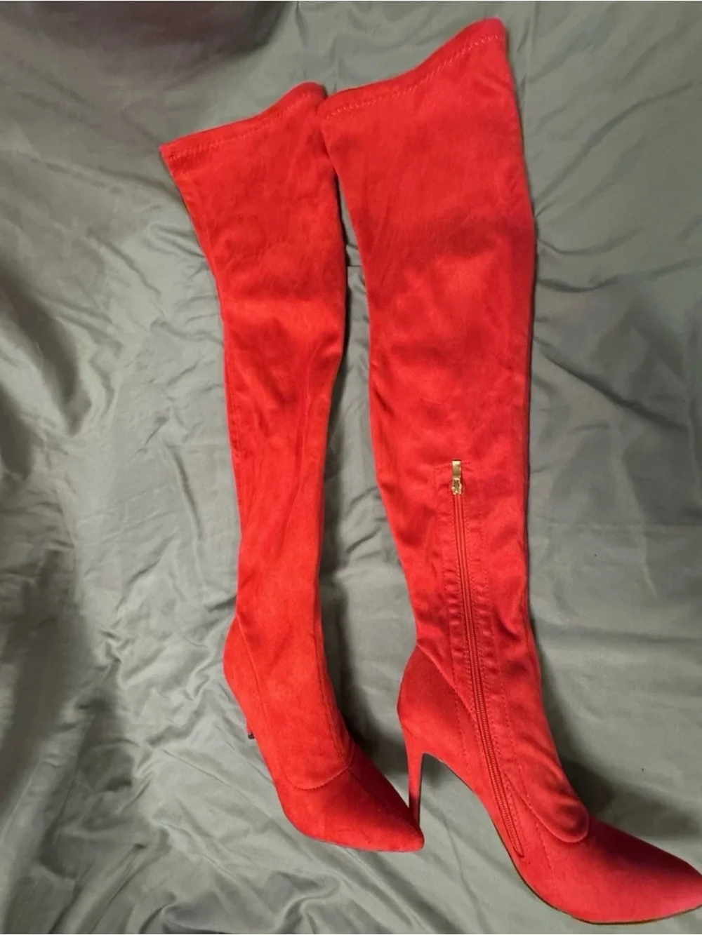 Red Over-the-Knee Stiletto Boots